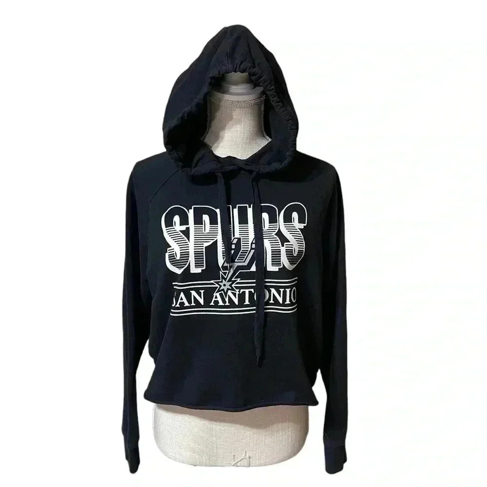 NBA San Antonio Spurs Basketball Black Cropped Hoodie Juniors size Large